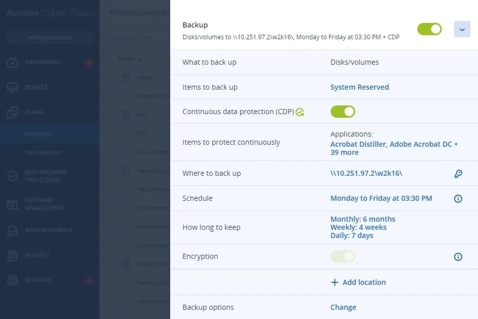 Protección continua de datos