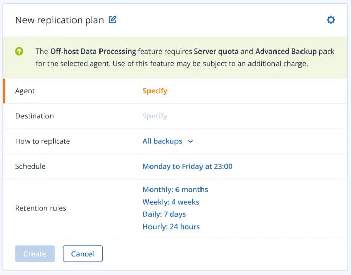 Plan de protección de datos continua de Acronis