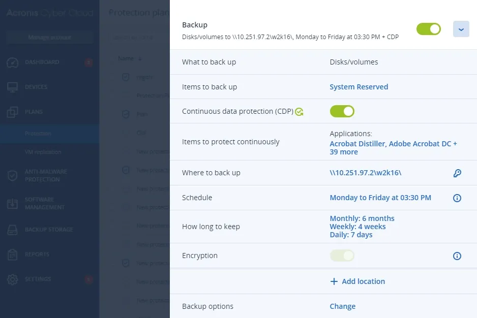Protección continua de datos