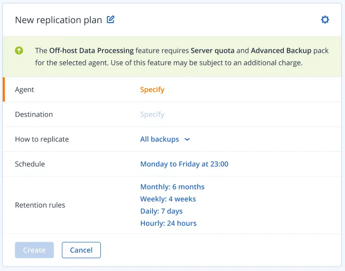 Plan de protección de datos continua de Acronis